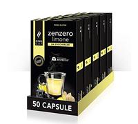 King Cup - 5 Paquetes de 10 Cápsulas de Jengibre y Limón Sin Azúcar, 50 Cápsulas 100% Compatible con el Sistema Nespresso de Bebida con Sabor de Jengibre y Limón, Sin Gluten y Sin Lactosa