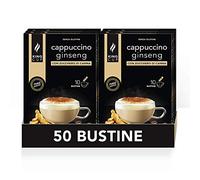 King Cup - 5 Paquetes de 10 Sobres Solubles de Cappuccino de Ginseng con Azúcar de Caña, 50 Stick de 10 Gr para Bebida con Sabor de Ginseng da Agregar a 60 ml de Agua Caliente, Sin Gluten y Lactosa