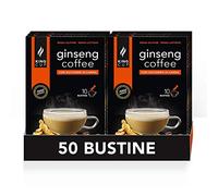 King Cup - 5 Paquetes de 10 Sobres Solubles de Ginseng con Azúcar de Caña, 50 Stick de 9 Gr para Bebida con Sabor de Ginseng da Agregar a 60 ml de Agua Caliente, Sin Gluten y Sin Lactosa