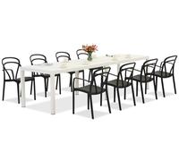 King Doble/Vague blanco/antracita conjunto de muebles de jardín para 8 personas Bica