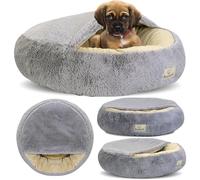 KING DOG Cama para Perros Ø 80 cm Cama Cubierta para Perros Cueva para Gatos Cama Tipo Donut de Felpa Sofá para Perros y Cama para Gatos para Perros Pequeños y Medianos