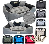 KING DOG Cama para perros 145 x 115 cm 3XL - Personalizable con nombre, impermeable Codura, cojín grueso + 2 cojines decorativos, color gris oscuro