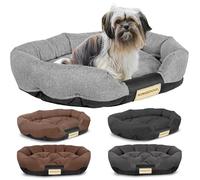 KING DOG Cama para perros grande talla L 100 x 75 cm | Cojín para perros impermeable | Sofá para perros apto para el lavado | Caseta para perros interior | Cama para perros gris