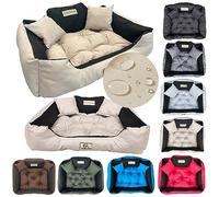 KING DOG Cama para perros grande talla L 100 x 75 cm | Cojín para perros impermeable | Sofá para perros apto para el lavado | Caseta para perros interior | Cama para perros beige