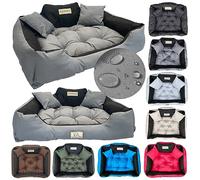 King Dog Cama para perros grandes L 100 x 75 cm Cojín impermeable lavable sofá cómodo suave antideslizante para dormir para perros interior resistente Fabricado en la UE gris oscuro