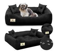 KING DOG Cama para Perros Grandes Lavable L 100 x 75 cm Impermeable Cojín Cesta Ortopédica Material Silicona Negro