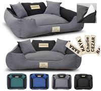 KING DOG Cama para perros MM43, 100 x 75 cm, personalizable, extraíble, antideslizante, gris oscuro
