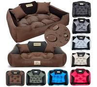 KING DOG Cama para perros muy grande, talla 3XL, 145 x 115 cm, cojín impermeable para perros, apto para el lavado, caseta interior para perros, marrón