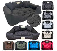 KING DOG Cama para perros muy grande, talla XXL, 130 x 105 cm, cojín impermeable para perros, apto para el lavado, caseta interior para perros, cama para perros, color negro