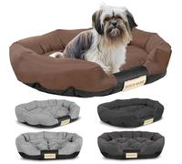 KING DOG Cama para perros muy grande, talla XXL, 130 x 105 cm, cojín impermeable para perros, apto para el lavado, caseta interior para perros, marrón
