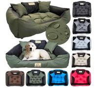 KING DOG Cama para Perros Muy Grandes Lavable XXL 130 x 105 cm Cojín para Perros Cesta para Perros Personalizada con Nombre del Perro Material Impermeable con Relleno de Silicona Verde