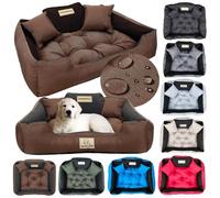 KING DOG Cama para Perros Muy Grandes Lavable XXL 130 x 105 cm Cojín para Perros Cesta para Perros Personalizada con Nombre del Perro Material Impermeable con Relleno de Silicona Marrón