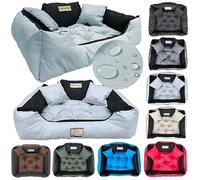KING DOG Cama para perros pequeños lavable ortopédica S 55 x 45 cm cojín para perros cama para perros con borde alto impermeable material silicona relleno gris claro