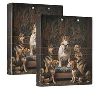 King Dogs - Carpetas de tres anillos de 1.5 pulgadas con capacidad para 200 hojas, carpetas lindas para cuadernos, carpeta de recetas de anillos redondos, 12.4 x 10.6 x 2.36 pulgadas, 1 paquete