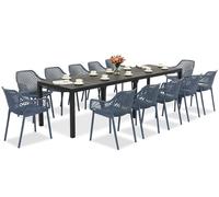 King Double/Aria antracita azul conjunto de muebles de jardín para 12 personas Bica