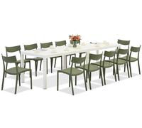 King Double/Provence conjunto de muebles de jardín blanco y verde para 12 personas Bica