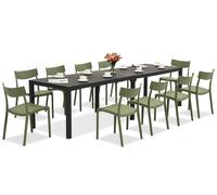 King Double/Provence conjunto de muebles de jardín verde antracita para 10 personas Bica