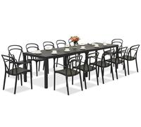 King Double/Vague antracita conjunto de muebles de jardín para 12 personas Bica