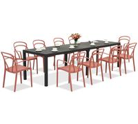 King Double/Vague antracita rojo conjunto de muebles de jardín para 10 personas Bica