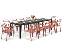 King Double/Vague antracita rojo conjunto de muebles de jardín para 12 personas Bica