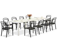 King Double/Vague blanco/antracita conjunto de muebles de jardín para 10 personas Bica