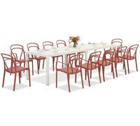 King Double/Vague blanco/rojo conjunto de muebles de jardín para 12 personas Bica