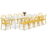 King Double/Vague blanco y naranja conjunto de muebles de jardín para 12 personas Bica