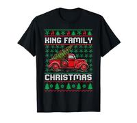 King Family Ugly Christmas Sweater Red Truck Funny Xmas Camiseta