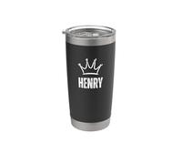 King Henry Crown - Nombre personalizado de cumpleaños #1 Ganador Vaso térmico de acero inoxidable de doble pared
