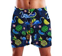 King Kameha - Bañador masculino estilo hawaiano, pantalones cortos con forro de malla, cierre de cordón y diseño casual con flamencos, XL