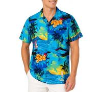 King Kameha Camisa Hawaiana Hombre - Camisa Verano Hombre con Estampado de Navegar, Camisas Hawaianas De Manga Corta Ligera y fácil de cuidar - Surf, Turquoise, XL