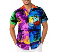 King Kameha Camisa Hawaiana Hombre - Camisa Verano Hombre con Estampado de Navegar, Camisas Hawaianas De Manga Corta Ligera y fácil de cuidar - Surf, Mondy, XXL
