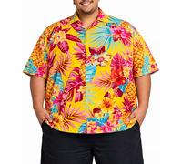 King Kameha Camisa Hawaiana Hombre - Camisa Verano Hombre con Estampado de Piña, Camisas Hawaianas De Manga Corta Ligera y fácil de cuidar - Pineapple, Amarillo, 12XL