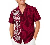 King Kameha Camisa-Hawaiana Hombre Manga-Corta Bolsillo-con-Hendidura Elegante Funky Maori Tribal Mahalo Unisexo