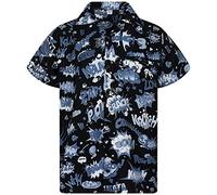 King Kameha Funky Camisa Hawaiana, BoomBang, monoblack, XL