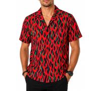 King Kameha Funky-Camisa-Hawaiana Hombre Manga-Corta Bolsillo-con-Hendidura Rock n Roll Llamas Salvajes Unisexo