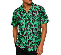 King Kameha Funky-Camisa-Hawaiana Hombre Manga-Corta Bolsillo-con-Hendidura Rock n Roll Llamas Salvajes Unisexo