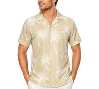 King Kameha Funky-Camisa-Hawaiana Hombre Manga-Corta Bolsillo-con-Hendidura Sombra Palmeras Elegante Unisexo