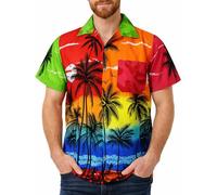 King Kameha Funky Camisa-Hawaiana, Manga-Corta, Beach, Colores-Mezclados-Al-Azar, 5XL