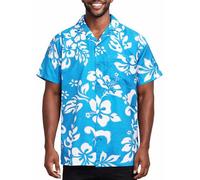 King Kameha Funky-Camisa-Hawaiana, Manga-Corta, Hibiscus, Turquesa, XS