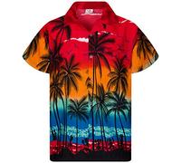 King Kameha Funky Camisa-Hawaiana, Manga-Corta, JK-Beach, Rojo, XL
