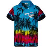 King Kameha Funky Camisa-Hawaiana, Manga-Corta, JK-Beach, Turquesa, L