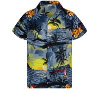 King Kameha Funky-Camisa-Hawaiana, Manga-Corta, JK-Surf, Gris, 4XL