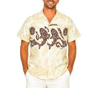 King Kameha Funky Camisa-Hawaiana, Manga-Corta, Maori-Chest, Beige, L