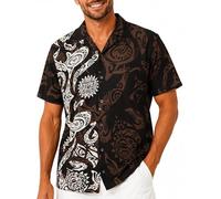 King Kameha Funky Camisa-Hawaiana, Manga-Corta, Maori-Wedding, Marrón, 6XL