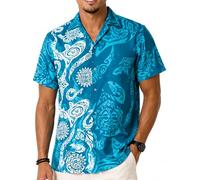 King Kameha Funky Camisa-Hawaiana, Manga-Corta, Maori-Wedding, Turquesa, XS