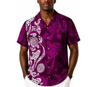 King Kameha Funky Camisa-Hawaiana, Manga-Corta, Maori-Wedding, Violeta, S
