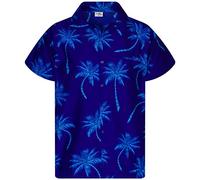 King Kameha Funky-Camisa-Hawaiana, Manga-Corta, Palm-Shadow, Azul-Turquesa, 4XL