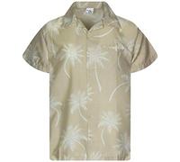 King Kameha Funky-Camisa-Hawaiana, Manga-Corta, Palm-Shadow, Beige, 4XL