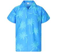 King Kameha Funky-Camisa-Hawaiana, Manga-Corta, Palm-Shadow, Turquesa, S